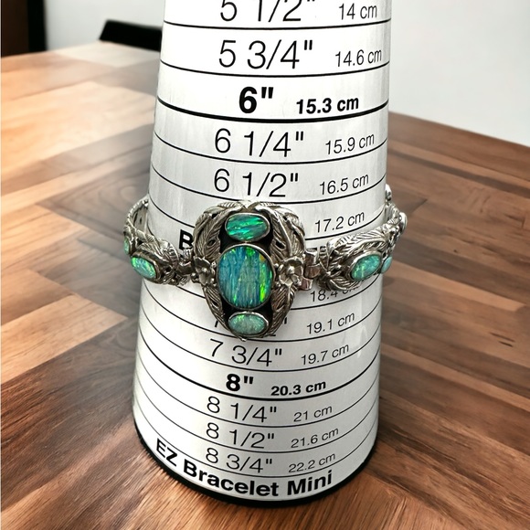 Fire Opal Solid Sterling Silver Bracelet - Picture 5 of 14